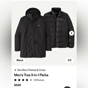 Patagonia Men's Black Tres 3-in-1 Parka
